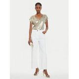 MORGAN - T-shirt - Goudkleur - Polyester - Korte Mouwen - V-hals