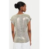 MORGAN - T-shirt - Goudkleur - Polyester - Korte Mouwen - V-hals