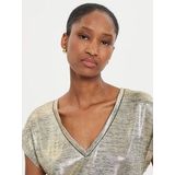 MORGAN - T-shirt - Goudkleur - Polyester - Korte Mouwen - V-hals