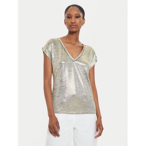 MORGAN - T-shirt - Goudkleur - Polyester - Korte Mouwen - V-hals
