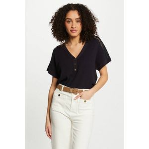 Morgan Damestrui met korte mouwen, V-hals, marineblauw, maat XS, Marineblauw, XS