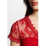 Morgan - Semi-transparante Top - Kanten Details - V-hals - Korte Mouwen