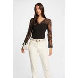 Morgan - Top - Zwart - V-hals - Lange Mouwen - Kanten Details