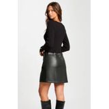 Jurken - Effen - Imitatieleder en Knitwear - Aansluitende Pasvorm