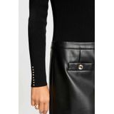 Jurken - Effen - Imitatieleder en Knitwear - Aansluitende Pasvorm