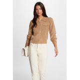 Morgan - Vest - Camel - Dames - V-hals - Lange Mouwen - Ritssluiting