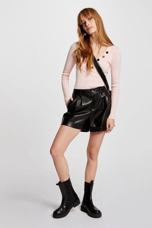 Morgan - Gebreide Trui - Lichtroze - V-hals - Lange Mouwen