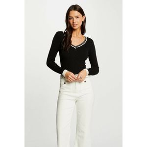 Morgan - Gebreide Trui - Zwart - V-hals - Lange Mouwen - Glitters