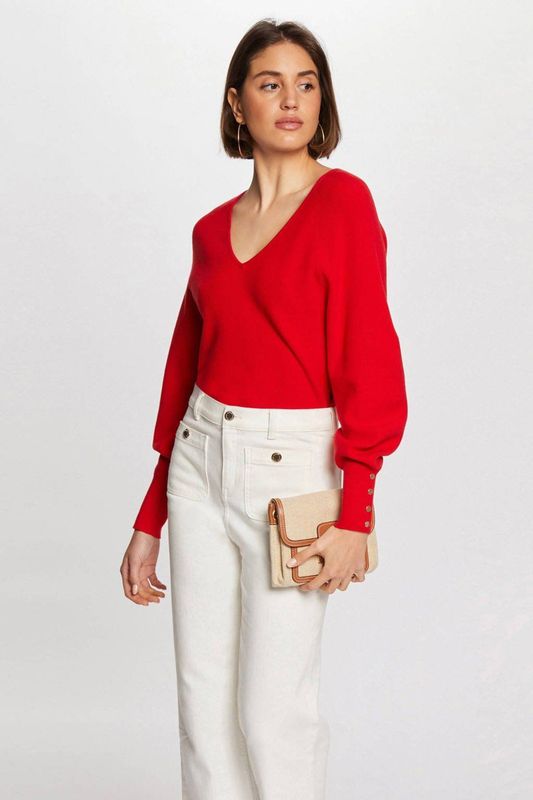 MORGAN - Trui - Rood - V-hals - Fijn Tricot