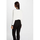 Morgan - Vest - Wit/Zwart - Dames - V-hals - Lange Mouwen - Knoopsluiting
