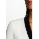 Morgan - Vest - Wit/Zwart - Dames - V-hals - Lange Mouwen - Knoopsluiting