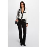 Morgan - Vest - Wit/Zwart - Dames - V-hals - Lange Mouwen - Knoopsluiting