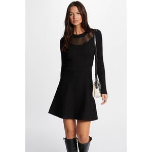 Morgan - A-lijn Jurk - Zwart - Semi-transparant - Lange Mouwen