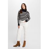 MORGAN - Gestreepte Trui - Blauw - Viscose - Rolkraag