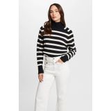 MORGAN - Gestreepte Trui - Blauw - Viscose - Rolkraag