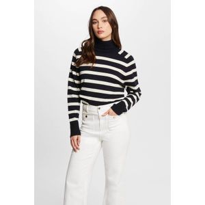 MORGAN - Gestreepte Trui - Blauw - Viscose - Rolkraag