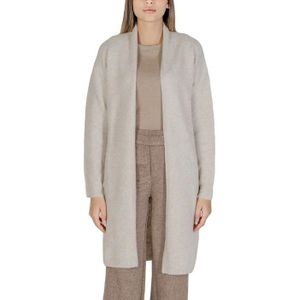 Morgan Lange vest met V-hals en lange mouwen, Beige Type, XS