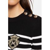 Morgan - Gebreide Trui - Zwart - Viscosemix - Opstaande Kraag