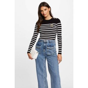 Morgan - Gebreide Trui - Zwart - Viscosemix - Opstaande Kraag