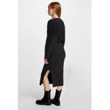 Morgan - A-lijn Jurk - Zwart - Damesgebreid - Ronde Hals - Lange Mouwen