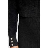 Morgan - A-lijn Jurk - Zwart - Damesgebreid - Ronde Hals - Lange Mouwen