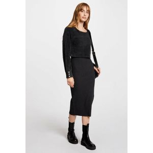 MORGAN Nauwsluitende 2-in-1 jurk met pluizige trui, Antraciet grijs., L