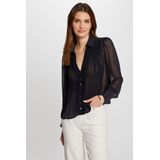 Morgan - Blouse - Marine - Polyester - Semi-transparant