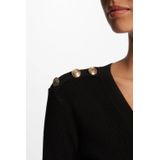 Morgan - A-lijn Jurk - Zwart - Viscosemix - Lange Mouwen - V-hals