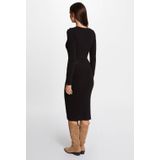 Morgan - A-lijn Jurk - Zwart - Viscosemix - Lange Mouwen - V-hals