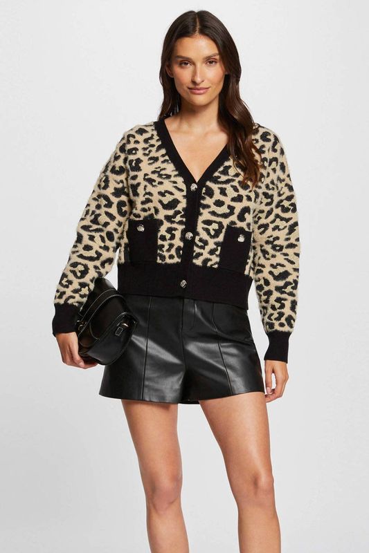 Morgan - Cardigan - Multicolor - Lange Mouwen - V-hals - Luipaardprint