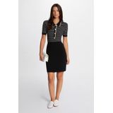 Morgan - Gestreepte Jurk - Zwart/Wit - Korte Mouwen - Knoopsluiting