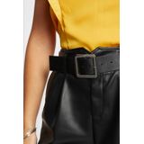 Morgan - High Waist Slim Fit Short - Zwart - Imitatieleren Korte Broek