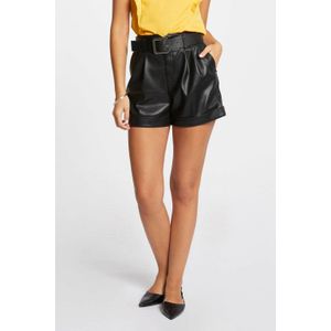 Morgan - High Waist Slim Fit Short - Zwart - Imitatieleren Korte Broek