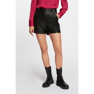 Broek - Effen - Imitatieleder - High Waist - Regular Pasvorm