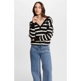 Morgan Zwarte damestrui V-hals 241-MBALLON-NIV, Zwart/Ivoor, XS