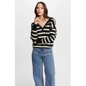 Morgan Zwarte damestrui V-hals 241-MBALLON-NIV, Zwart/Ivoor, XS