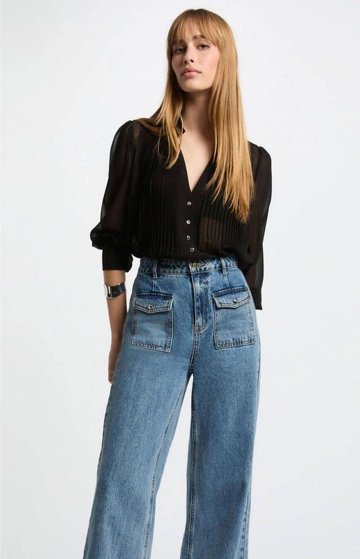 MORGAN - Shirt met Lange Mouwen - Zwart - Polyester