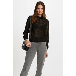 Morgan - Semi-transparant Kanten Top - Zwart - Longsleeves