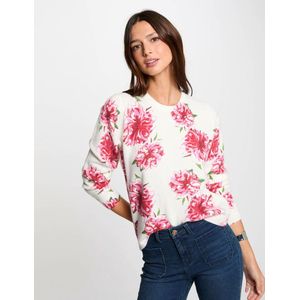 Morgan - 251-MFLOWER - Trui - Ivoor met Roze Bloemenprint - Ronde Hals - Lange Mouwen