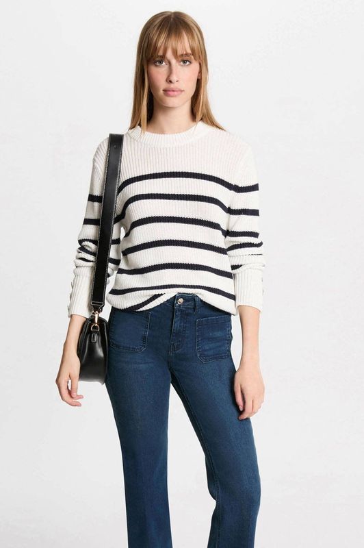 Gebreide Trui - Gestreept - Knitwear - Lange Mouw - Normale Pasvorm