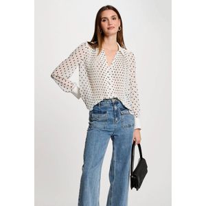 Morgan - Blouse - Ecru - Lange Mouwen - Knoopsluiting - Semi-transparant