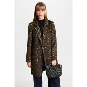 MORGAN - Lange Jas - Multicolor - Luipaardprint - Halflang - Knoopsluiting