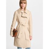MORGAN - Trenchcoat - Beige - Polyester - Halflang met Ceintuur