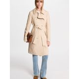 MORGAN - Trenchcoat - Beige - Polyester - Halflang met Ceintuur