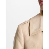 MORGAN - Trenchcoat - Beige - Polyester - Halflang met Ceintuur
