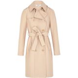 MORGAN - Trenchcoat - Beige - Polyester - Halflang met Ceintuur