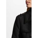 Morgan - Manteljas - Zwart - Met Reverskraag - Inclusief Ceintuur