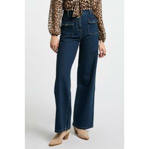 Morgan - Jeans - Dark Blue - 100% Katoen - Hoge Taille - Wide Leg