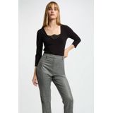 Morgan - Top - Zwart - V-hals - Driekwart Mouwen - Viscose met Kanten Details