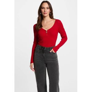 Gebreide Trui - Effen - Knitwear - V-hals - Lange Mouw - Slanke Pasvorm